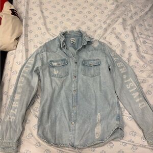 Zara Light Blue Relaxed Fit Denim Shirt